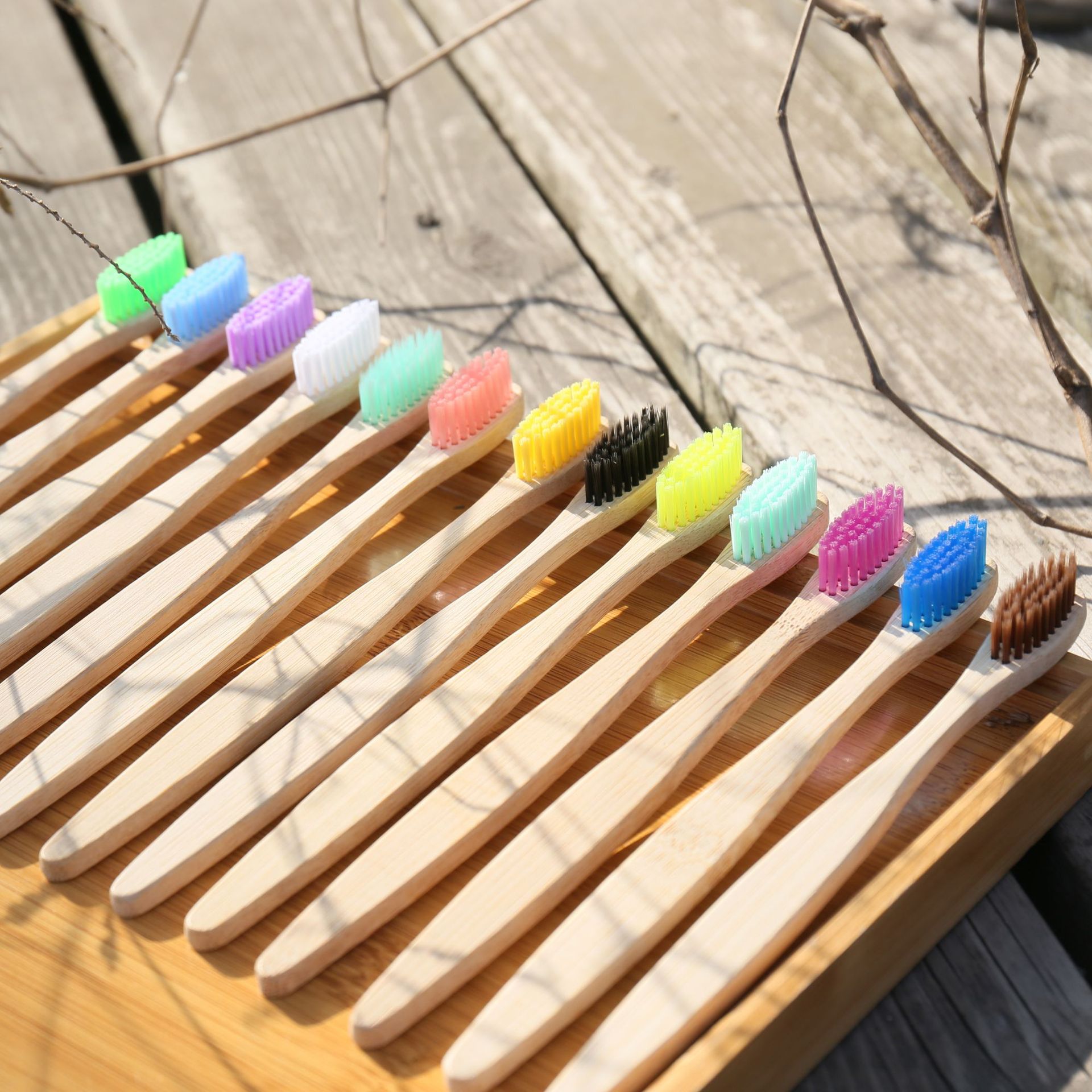 100PCS Colorful Natural Bamboo - Teeth Whitening Logo review and price